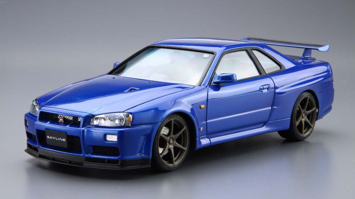 1 24 Scale Aoshima Nissan Skyline R34 Gtr Bnr34 V Spec 2 Model Kit 08p Kent Models