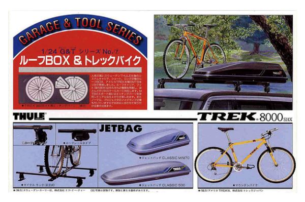 1:24 Scale Fujimi Roof Box and Mountain Bike Model Set #890