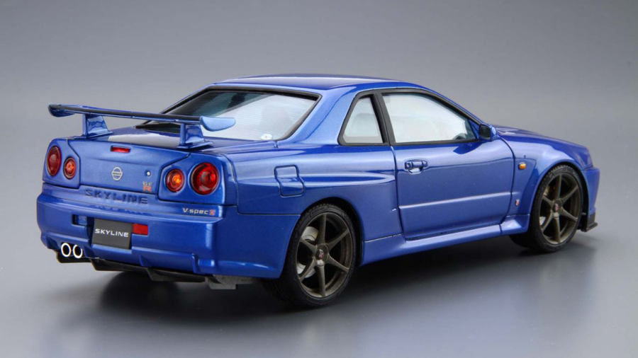 1:24 Scale Aoshima Nissan Skyline R34 GTR BNR34 V-Spec 2 Model Kit - Image 3