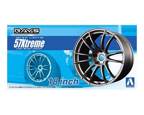 1:24 Scale Aoshima RAYS Gram Lights 57 Extreme 18 Inch Wheels & Tyres Set