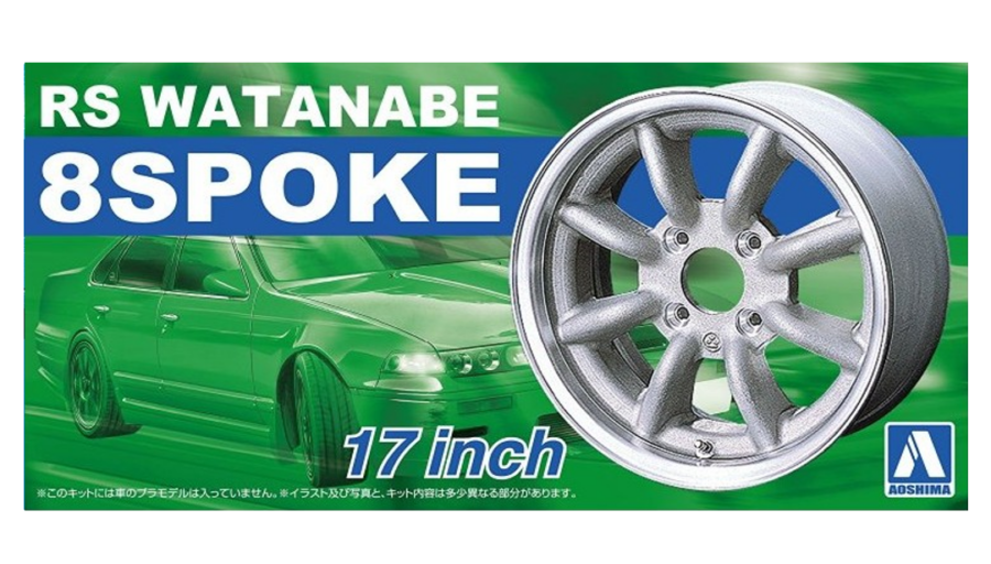 1:24 Scale Watanabe 8 Spoke 17 Inch Wheels & Tyres Set