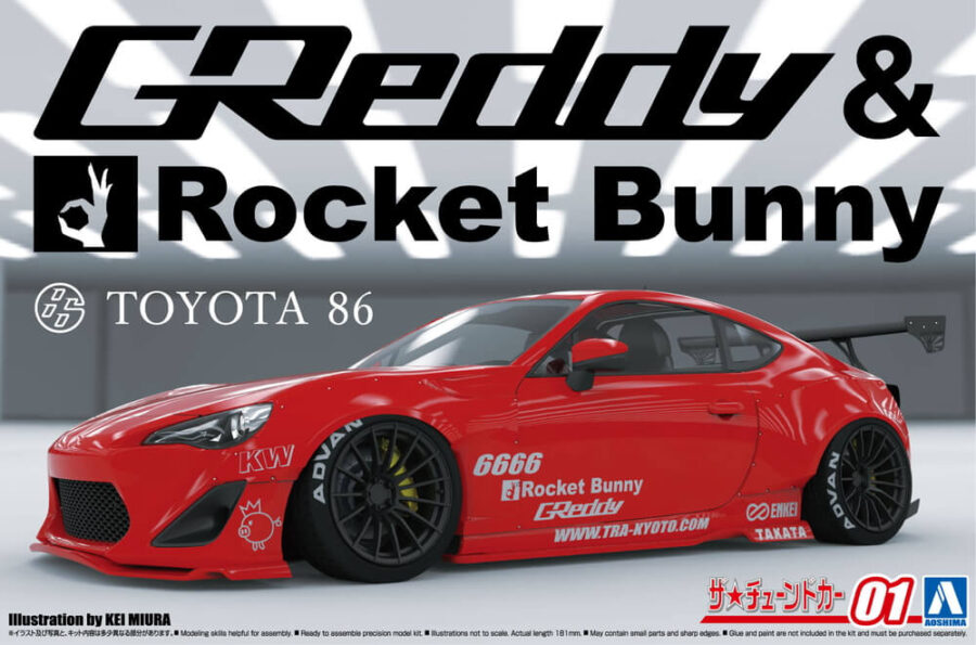 1:24 Scale Aoshima Toyota GR86 Greddy & Rocket Bunny Enkei Ver. Model Kit
