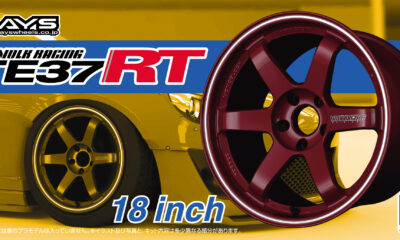 1:24 Scale Aoshima Rays Volk Racing TE37 RT 18inch Wheels & Tyres Set
