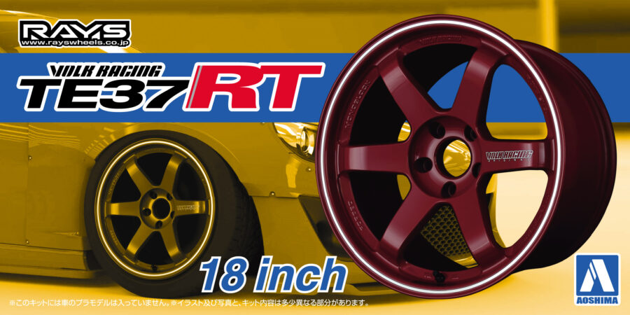 1:24 Scale Aoshima Rays Volk Racing TE37 RT 18inch Wheels & Tyres Set
