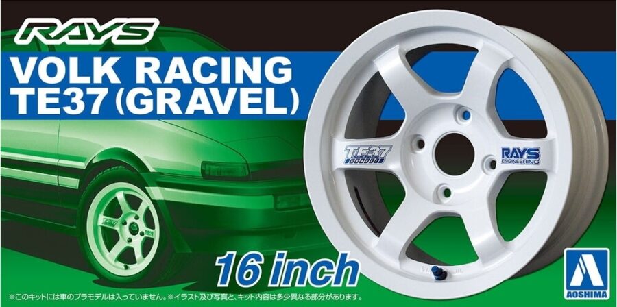 1:24 Scale Aoshima Volk Racing TE37 16 inch Wheels & Tyre Set