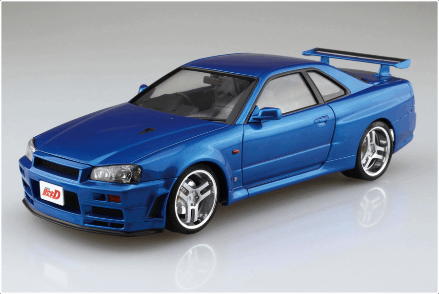 1:24 Scale Aoshima Initial-D Hosino Kozo BNR34 Skyline GTR Model Kit - Image 2