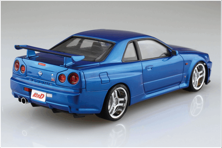 1:24 Scale Aoshima Initial-D Hosino Kozo BNR34 Skyline GTR Model Kit - Image 3