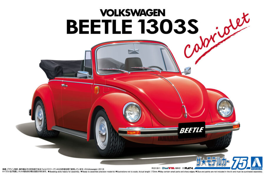 1:24 Scale Aoshima Volkswagen 15ADK Beetle 1303S Cabriolet '75 Model Kit