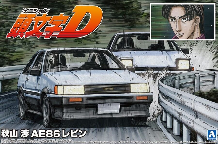1:24 Scale Aoshima Initial-D Akiyama Wataru AE86 Levin Model Kit