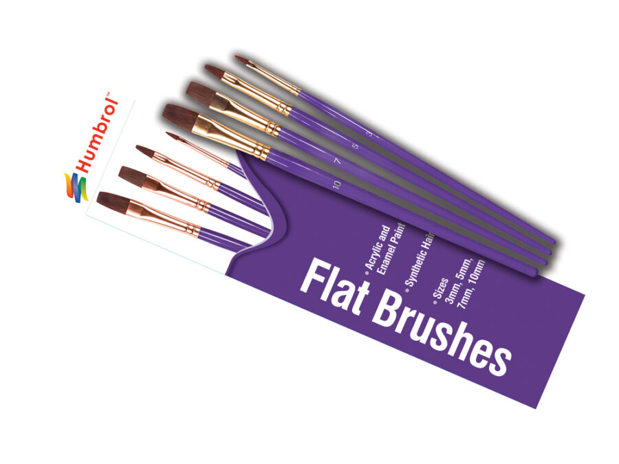 Humbrol Flat Brush Pack - 3, 5, 7, 10