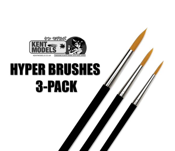 Hyper Brush Set - 3 Sizes of Paint Brush for Painting Models