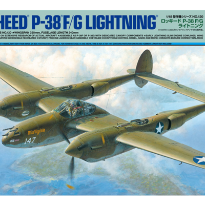 1:48 scale Tamiya Lockheed P-38 F/G Lightning Model Kit