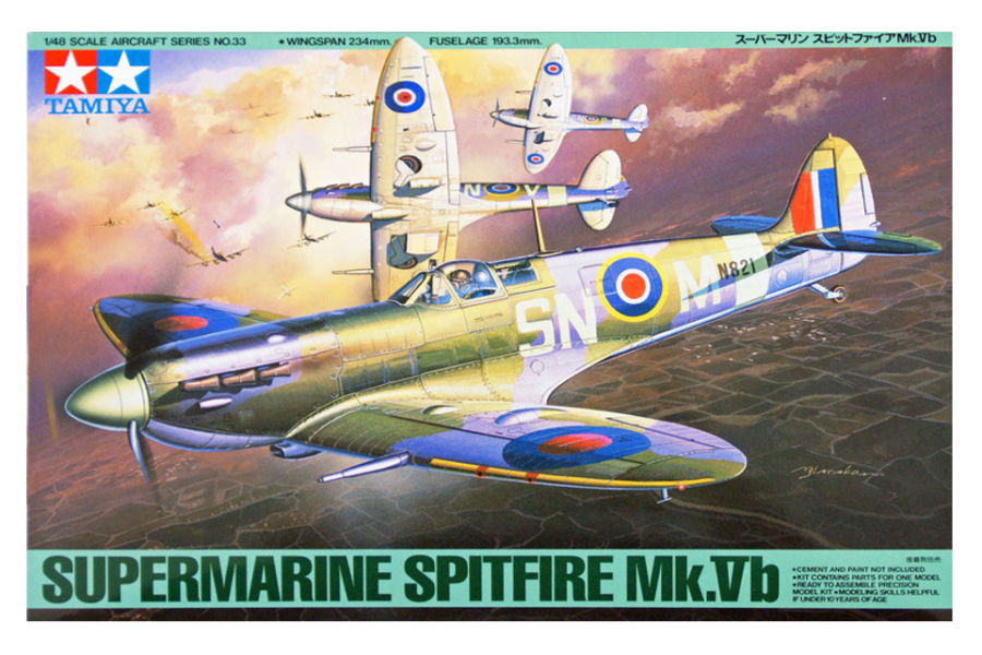 1:48 Scale Tamiya Supermarine Spitfire MK.VB Plane Model Kit