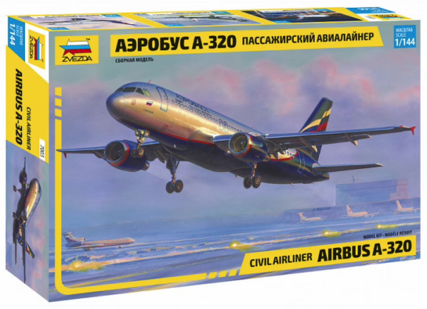 1:144 Scale Zvezda Airbus A-320 Plane Model Kit