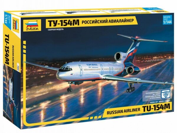 1:144 Scale Zvezda TU-154M Russian Airliner Plane Model Kit  #1412