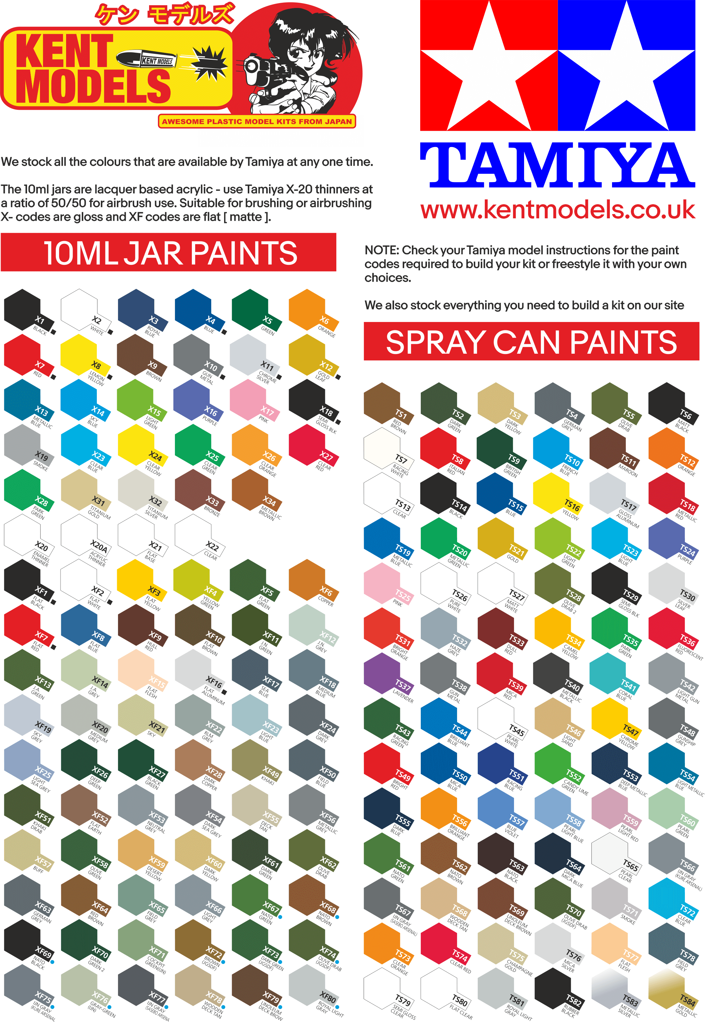 TAMIYA COLOR TS PLASTIC SPRAY PAINT 100ml CAN TS1-TS101 Model Spray Paint  UKShop