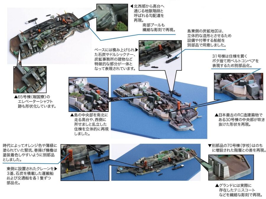 1:3000 Scale Gunkanjima Hashima Island Scene Model Kit - Image 4
