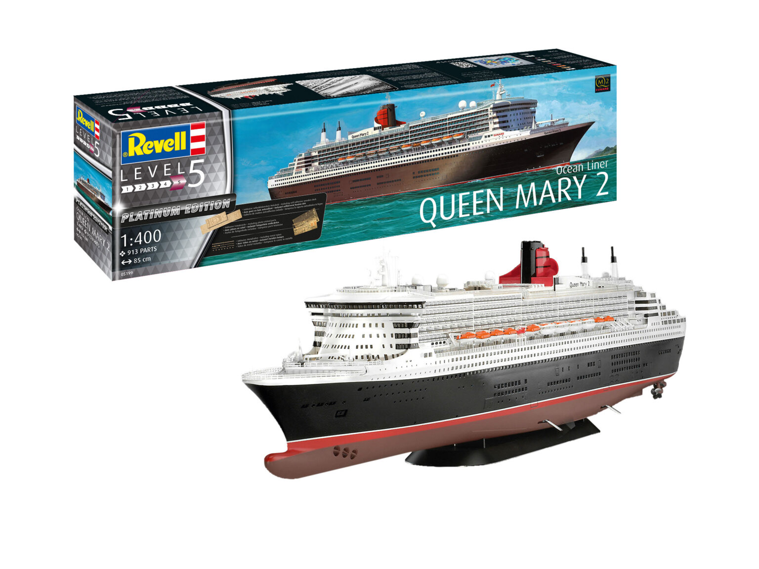 1400 Revell Large Scale Queen Mary 2 Model Ship Kit 1648 Kent Models