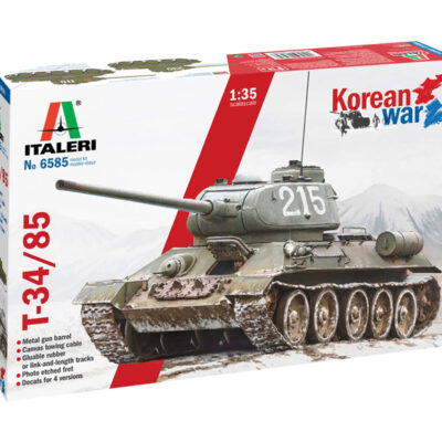 1:35 scale Italeri T-34/85 Korean War Tank Model Kit with Photo Etched Fret