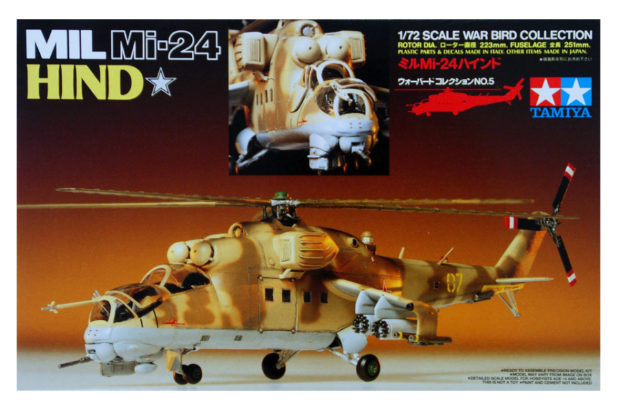 1:72 Scale Tamiya Mil Mi-24 Hind Helicopter Model Kit