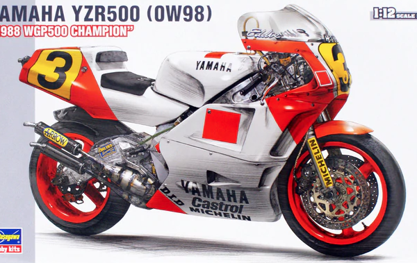 1:12 Scale Hasegawa Yamaha YZR500 (0W98) 1988 WGP500 Champion Model Kit ...
