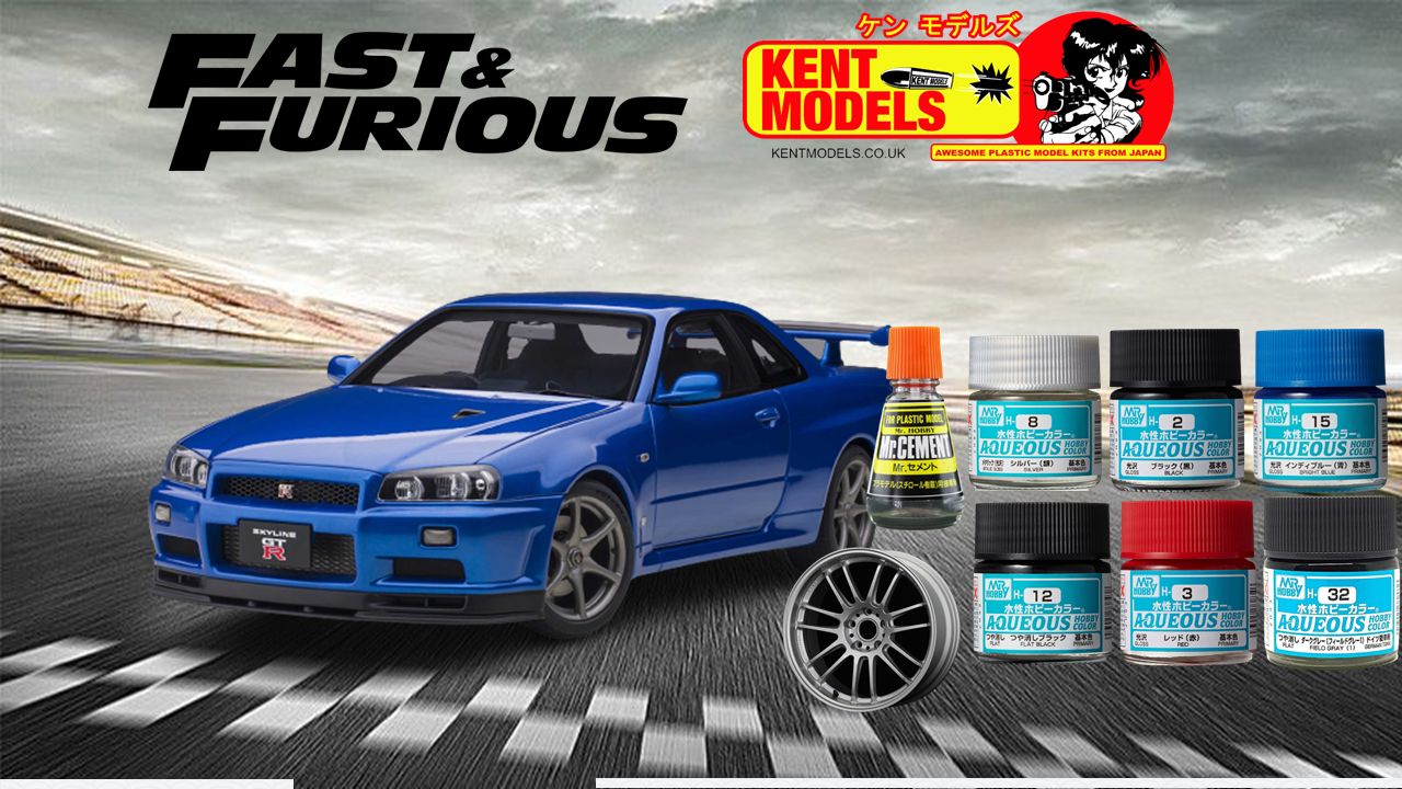 1 24 Scale Fast And Furious 4 Brian O Conner Bayside Blue R34 Skyline Bundle Kent Models