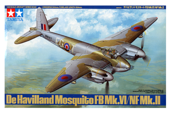 1:48 Scale Tamiya RAF De Havilland Mosquito FB Mk.VI/NF Mk.II Model Kit #