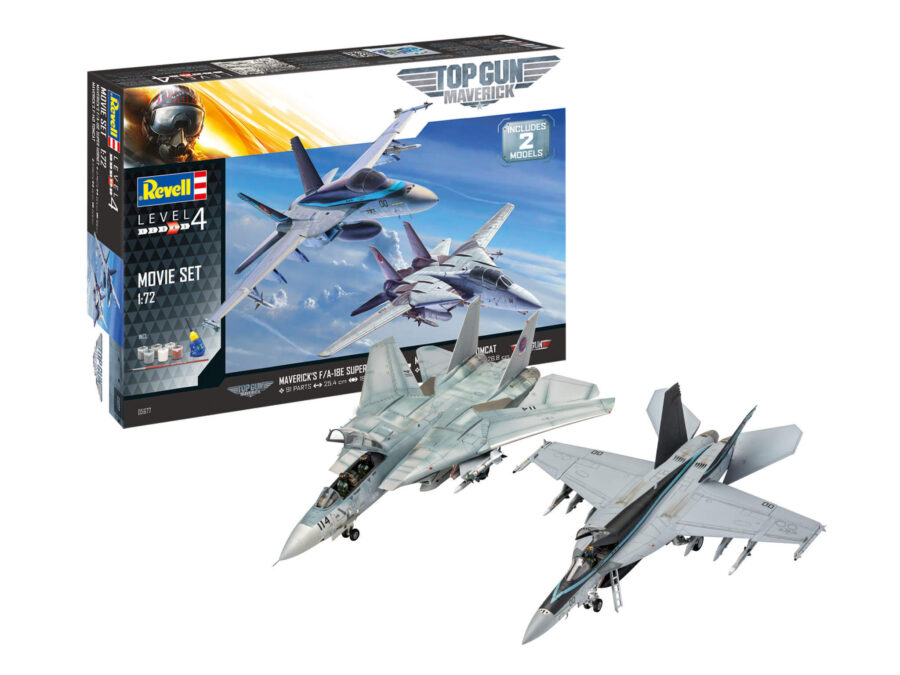 1:72 Scale Revell Top Gun Maverick Two Kit Movie Set With Tools, Glues & Paint