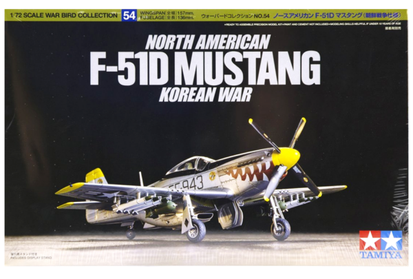 1:72 Scale Tamiya North American F-51D Mustang Model Kit