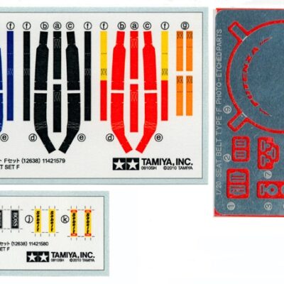 1:20 scale Tamiya Seat Belt Photo Etched Parts & Decals (Set F)