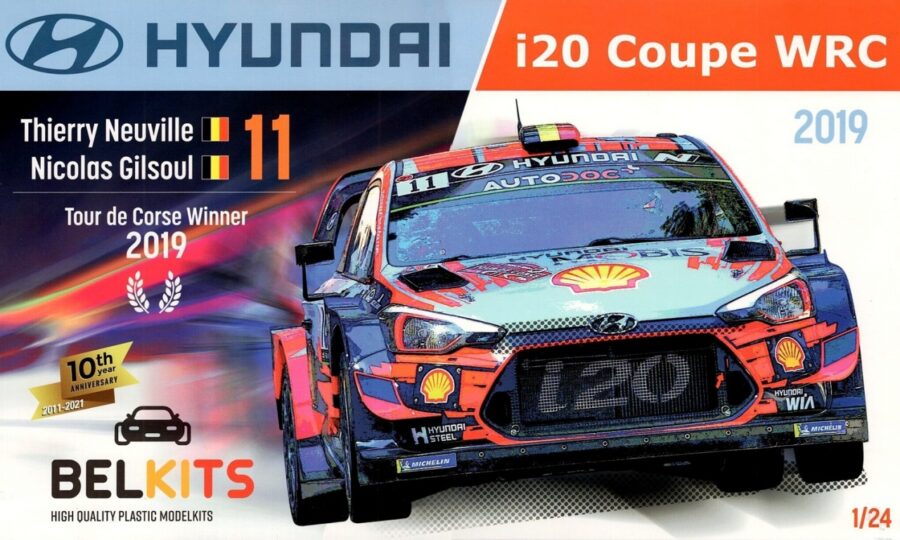 1:24 Scale Belkits Hyundai I20 Coupe WRC 2019 Neuville Model Kit