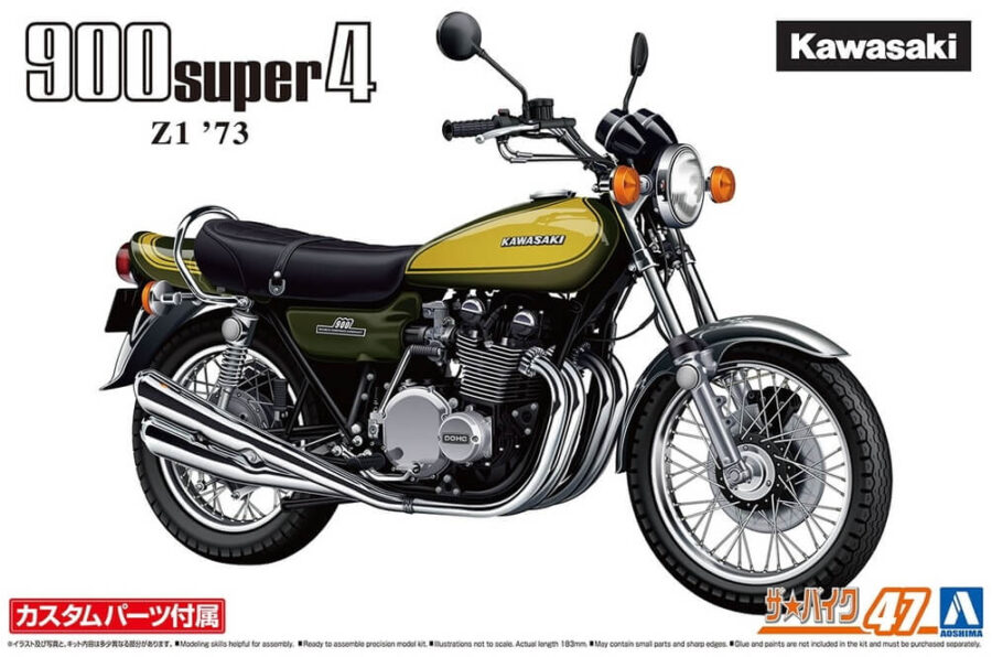 1:12 Scale Aoshima Kawasaki 900 Super4 Z1 w/Custom Parts Bike Model Kit