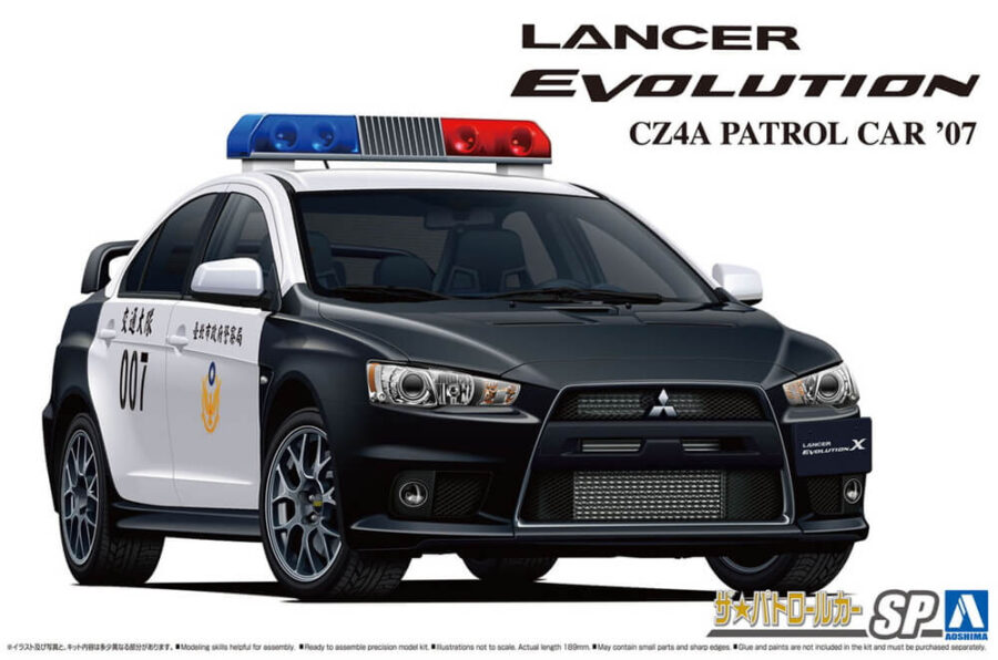 1:24 Scale Aoshima Mitsubishi CZ4A Lancer Evolution X Evo 10 Patrol Car Model Kit