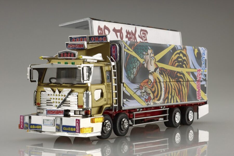1:64 Scale Aoshima Mini-Deko Car Carry Michinoku Truck & Trailer Model Kit - Image 2