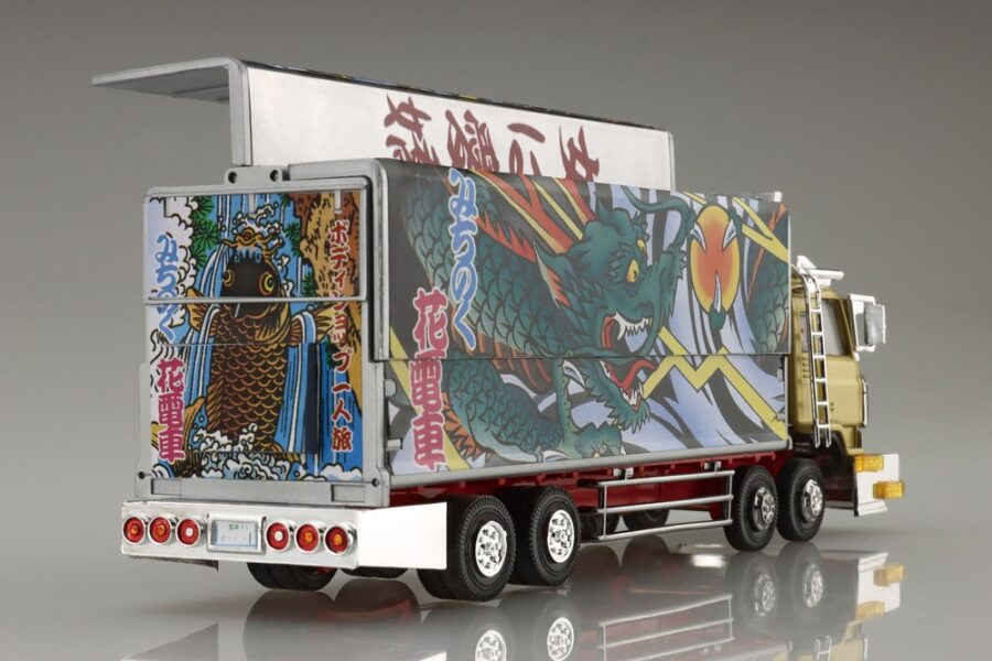 1:64 Scale Aoshima Mini-Deko Car Carry Michinoku Truck & Trailer Model Kit - Image 3