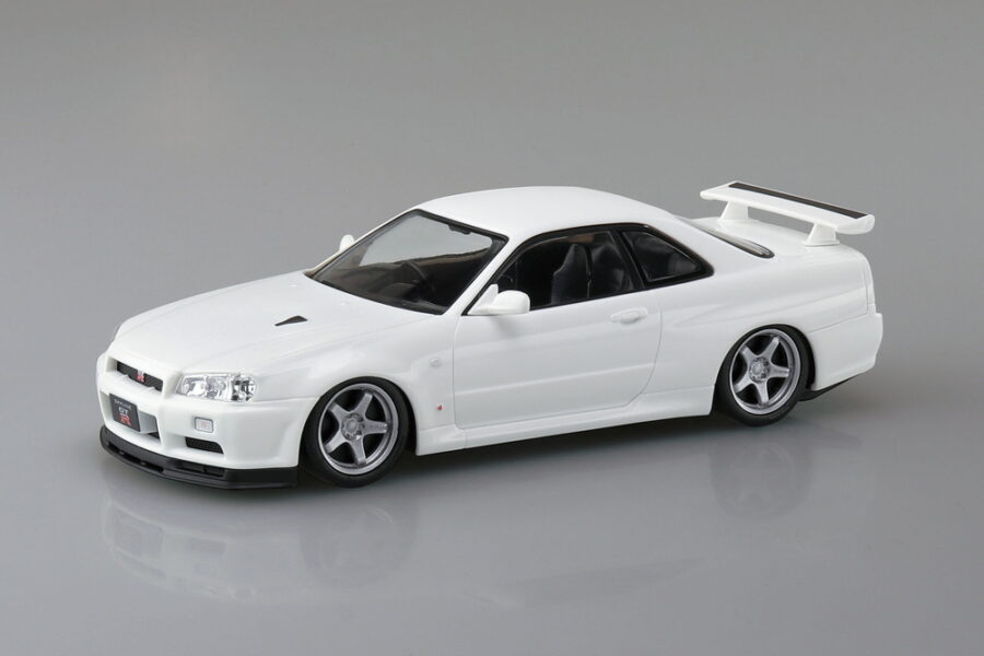 1:32 Scale Aoshima Nissan R34 Skyline GTR Custom Wheel (White Pearl) Snap Kit - Image 2