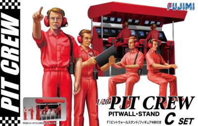 1:20 Scale Fujimi F1 Pit Crew Set C: Pitwall Stand w/Four Figures Model Kit