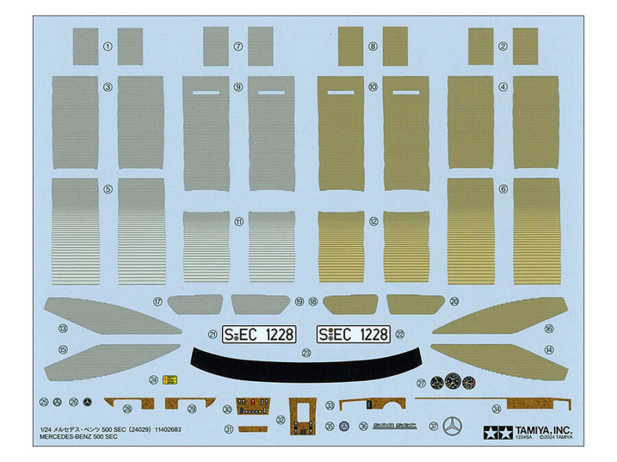 1:24 Scale Tamiya Mercedes-Benz 500 SEC Model Kit - Image 7