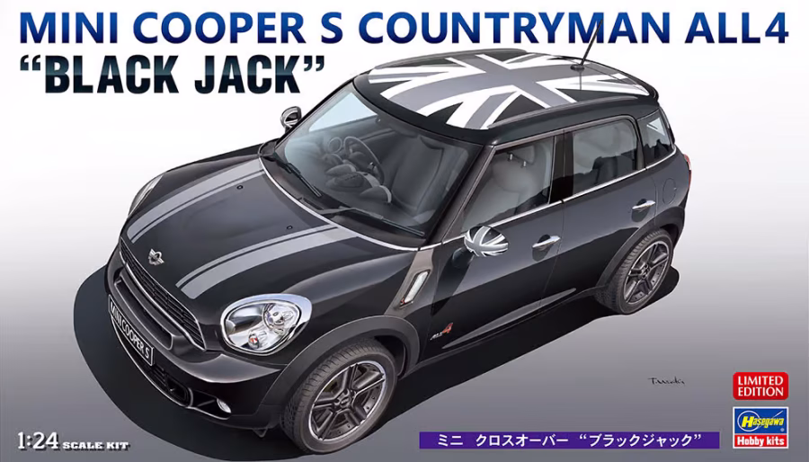 1:24 Scale Hasegawa Mini Cooper S Countryman All4 Black Jack Model Kit