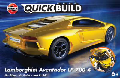 Airfix QUICKBUILD - Lamborghini Aventador Car Model Kit - Yellow