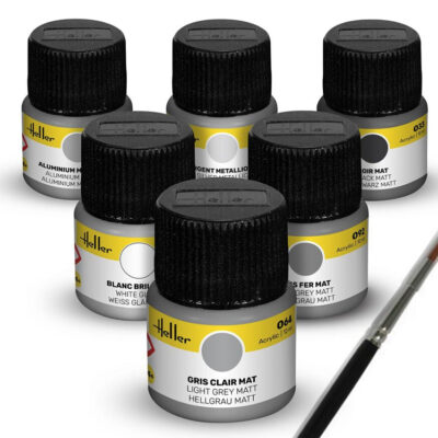 Heller Acrylic Colour Set Civil Aircraft  Acrylic Paints 6 x 12 ml + Brush