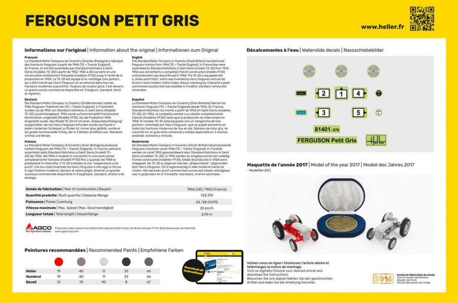 1:24 Scale Heller Ferguson Petit Gris Tractor Model Kit - Image 2
