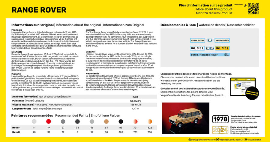 1:43 Scale Heller Range Rover Model Kit - Image 2