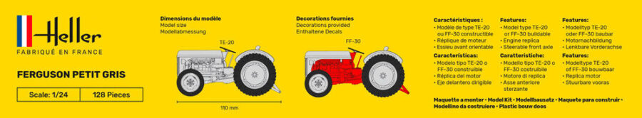 1:24 Scale Heller Ferguson Petit Gris Tractor Model Kit - Image 3