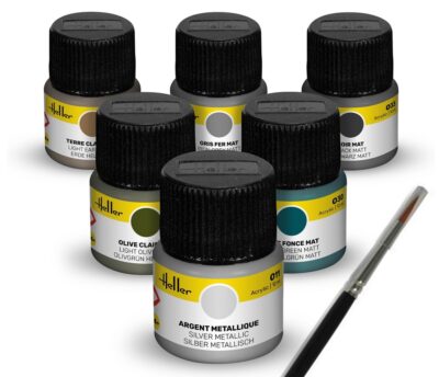 Heller Acrylic Colour Set Military Acrylic Paints 6 x 12 ml + Brush