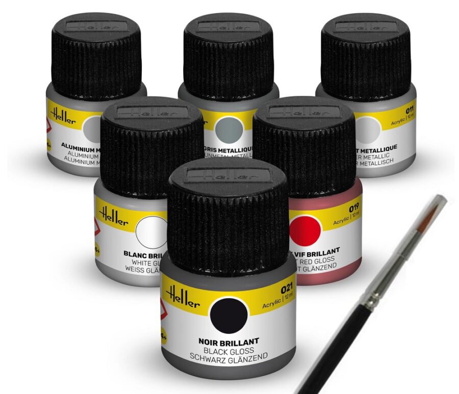 Heller Acrylic Colour Set Sports Car Acrylic Paints 6 x 12 ml + Brush