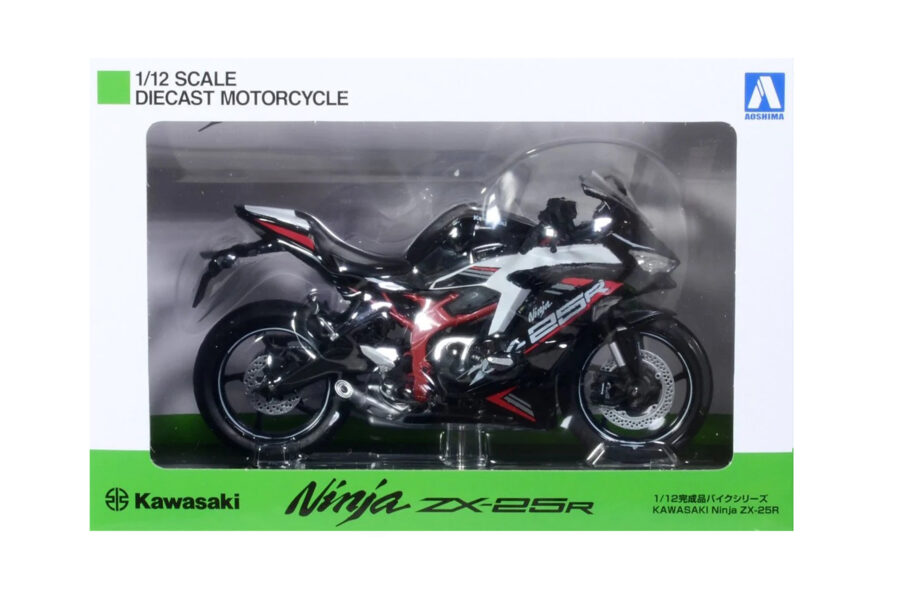 1:12 Scale Aoshima Kawasaki Ninja ZX-25R (Metallic Spark Black/Pearl Flat Stardust) Diecast Model