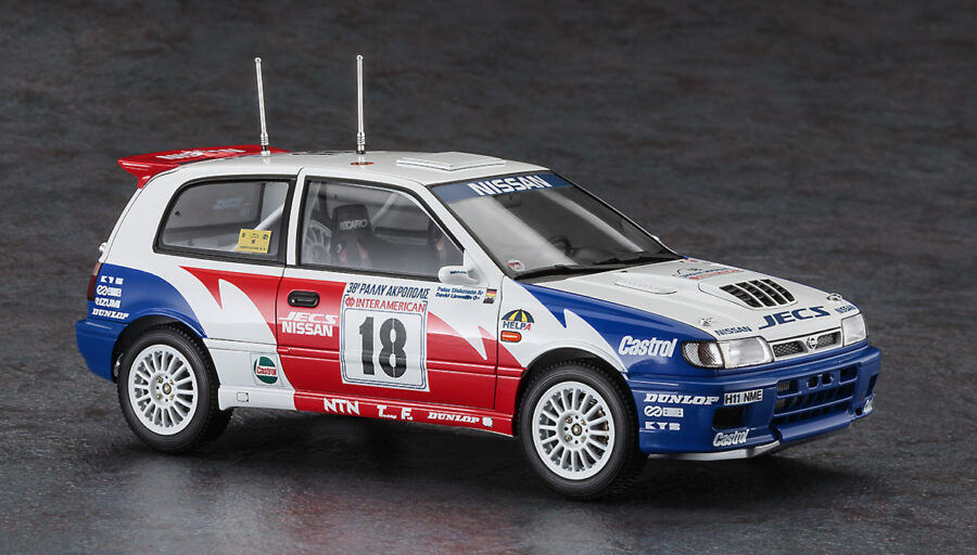 1:24 Scale Hasegawa Nissan Pulsar (RNN14) GTI-R 1991 Acropolis Rally Model Kit - Image 2