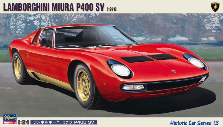 1:24 Scale Hasegawa Lamborghini Miura P400 SV (1971) Model Kit