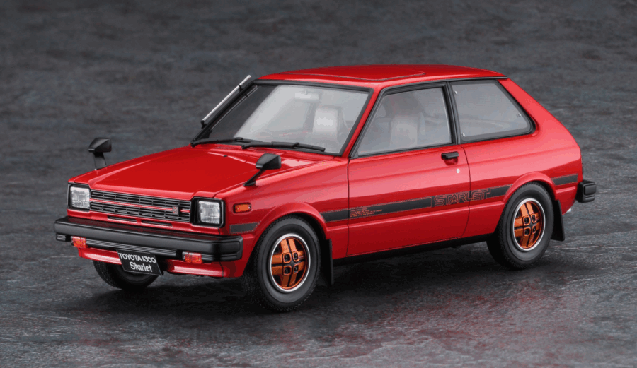 1:24 Scale Hasegawa Toyota Starlet KP61 S (3 Door) Middle Version (1980) Model Kit - Image 2